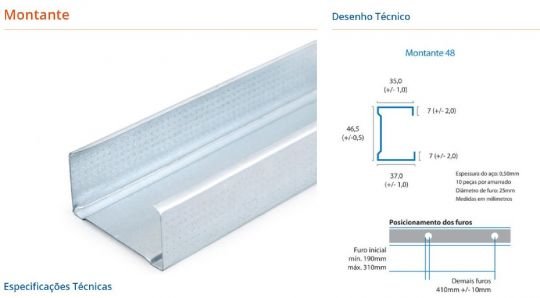 perfil drywall momt 48 3000mm